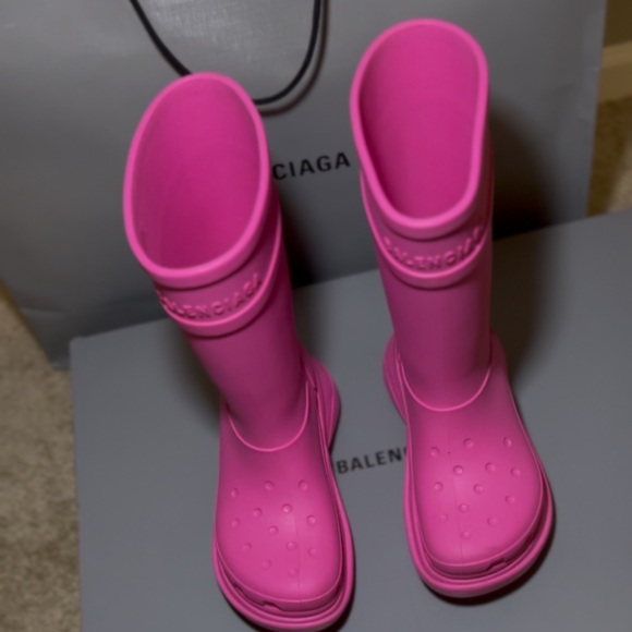 Balenciaga Croc Boots pink
